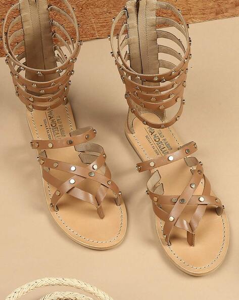 Tan studded 2025 gladiator sandals