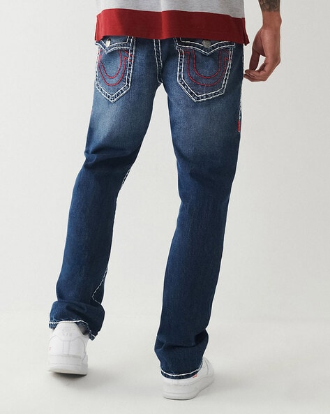 True Religion Jeans Mens 40x33 Distressed Blue Denim Ricky Super T