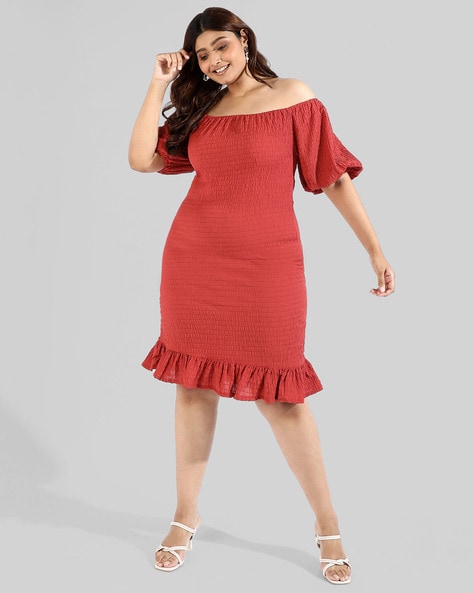 Off shoulder cocktail cheap dress plus size