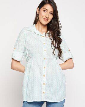 weavllite Striped Shirt with Roll-Up Sleeves-picture-22