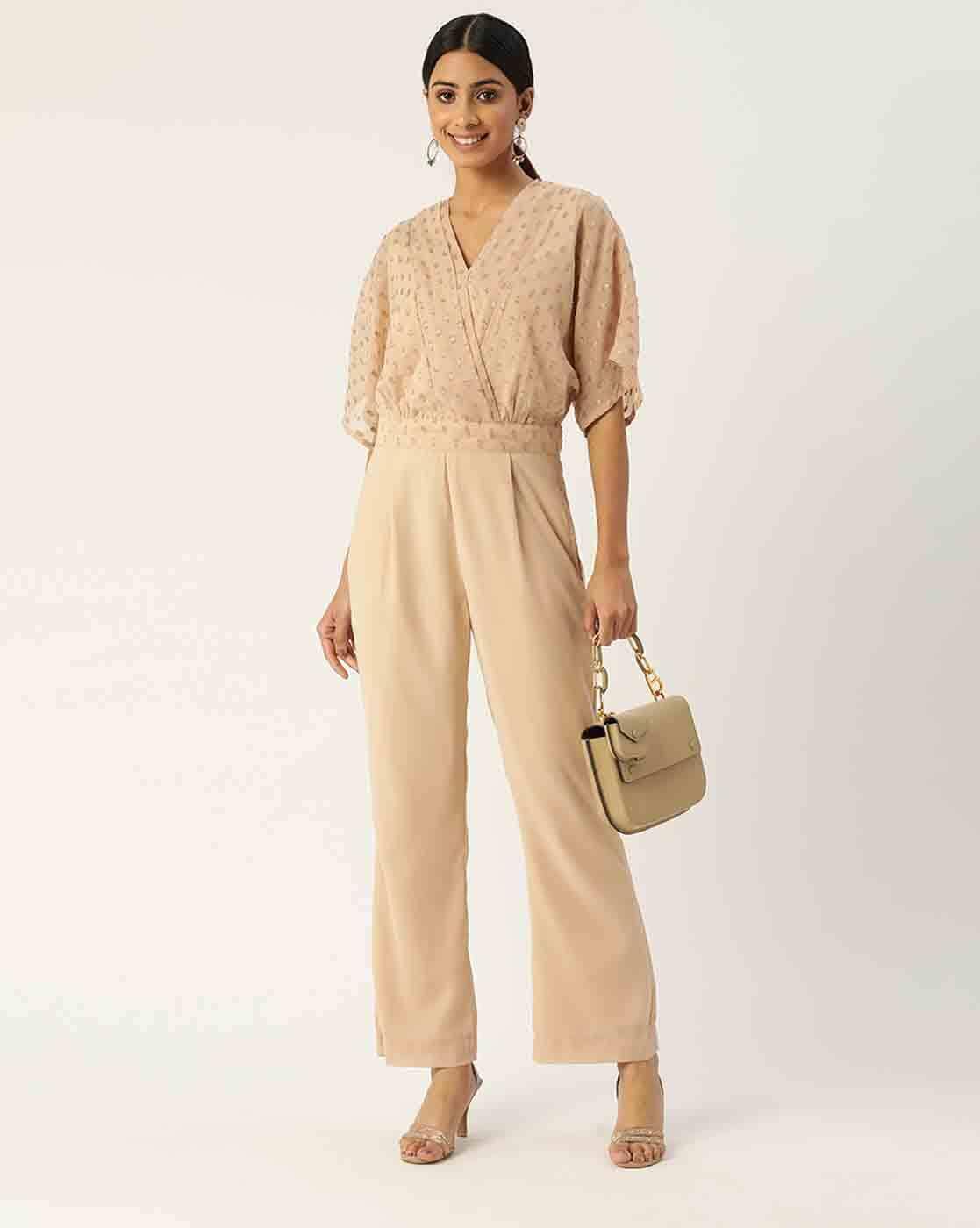 V-neck Jumpsuit - Light taupe - Ladies