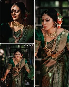Buy SMM Self Design Banarasi Silk Blend Green Sarees Online @ Best Price In  India | Flipkart.com