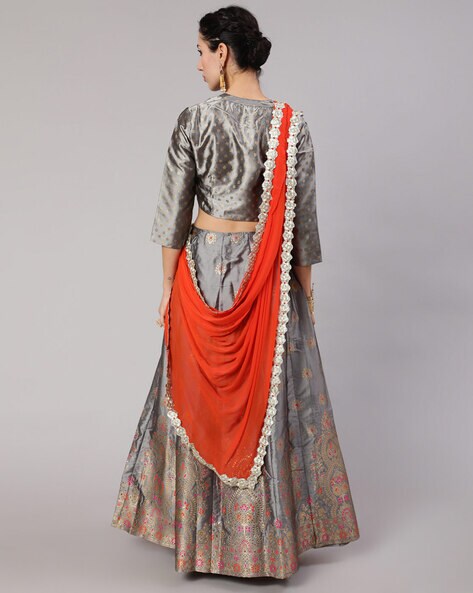 Steel Grey Lehenga Set | Seema Gujral – KYNAH