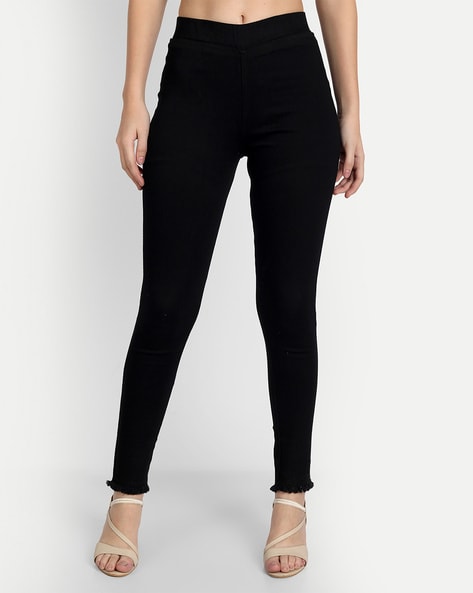 Black High Rise Panelled Jeggings