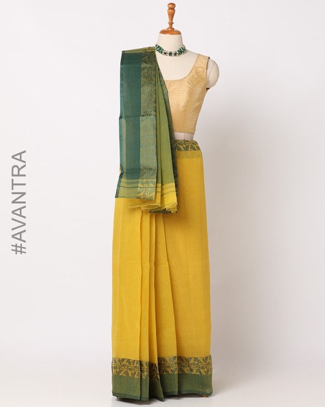 Festive, Reception, Wedding Green, Yellow color Silk fabric Saree : 1842306