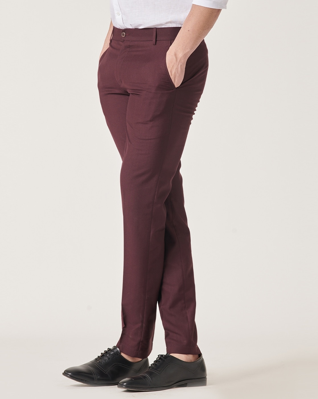 Buy Wine Trousers & Pants for Women by FITHUB Online | Ajio.com