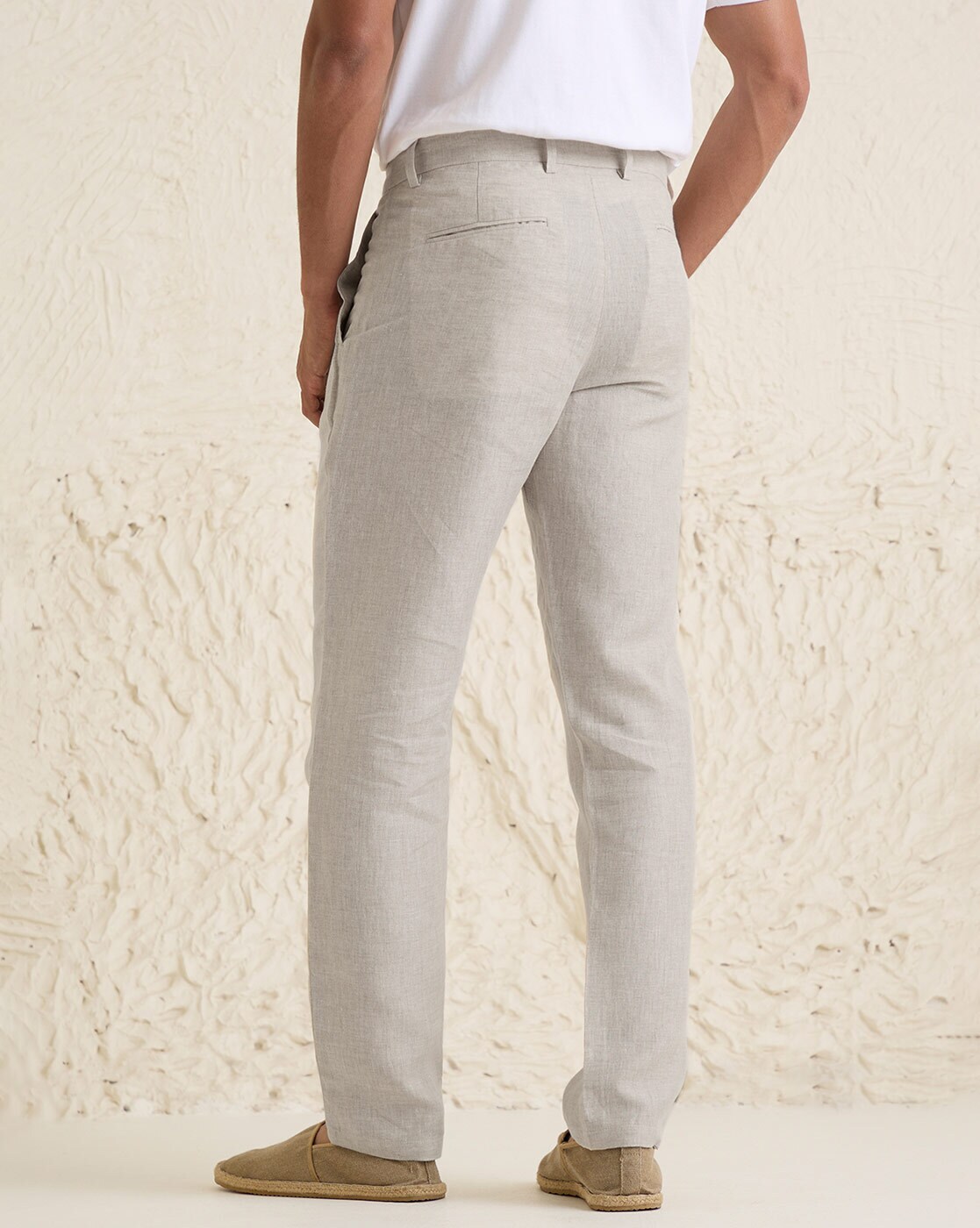 Morrison Slim Fit Striped Beige Linen Pants – MCR TAILOR