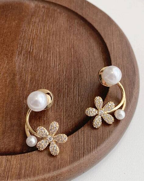 Jewels galaxy Gold-Plated Pearl-Beaded Studs