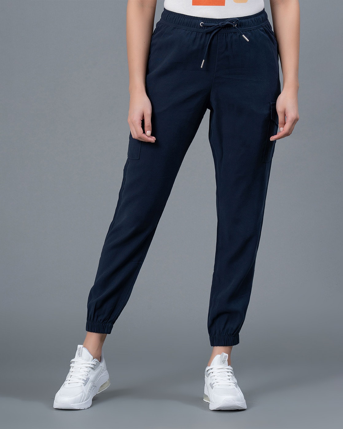 BASICS Casual Trousers  Buy BASICS Casual Self Navy Cotton Polyester  Stretch Tapered Trousers Online  Nykaa Fashion