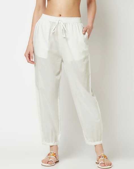 High-Waisted Chino Trousers with Drawstring Waist in Stratton Winter W –  STEF MOUCHIE