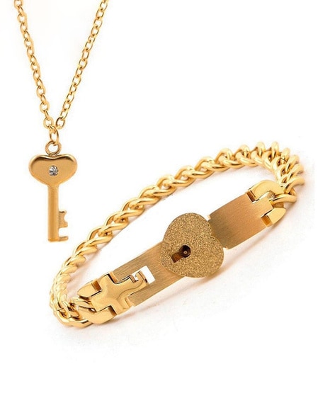 Gold Lock Bracelet With Rubies | LUIS MORAIS