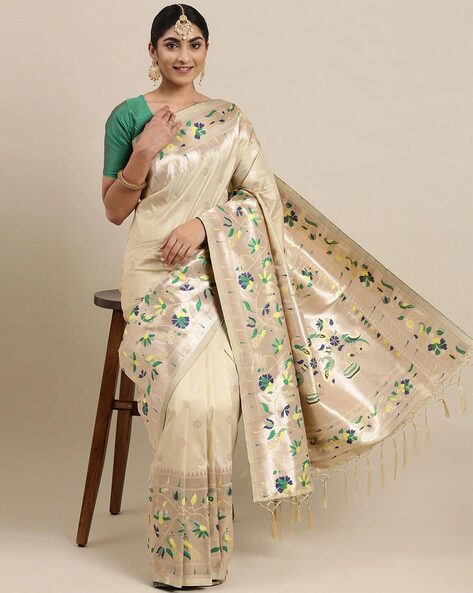 Buy Beige Sarees for Women by CANIZZARO Online | Ajio.com