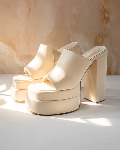 Heeled discount platform mules