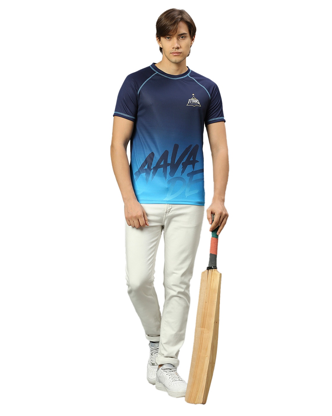 Fancode Regular Fit Gujarat Titans Print Crew-Neck T-Shirt For Men (Navy, S)