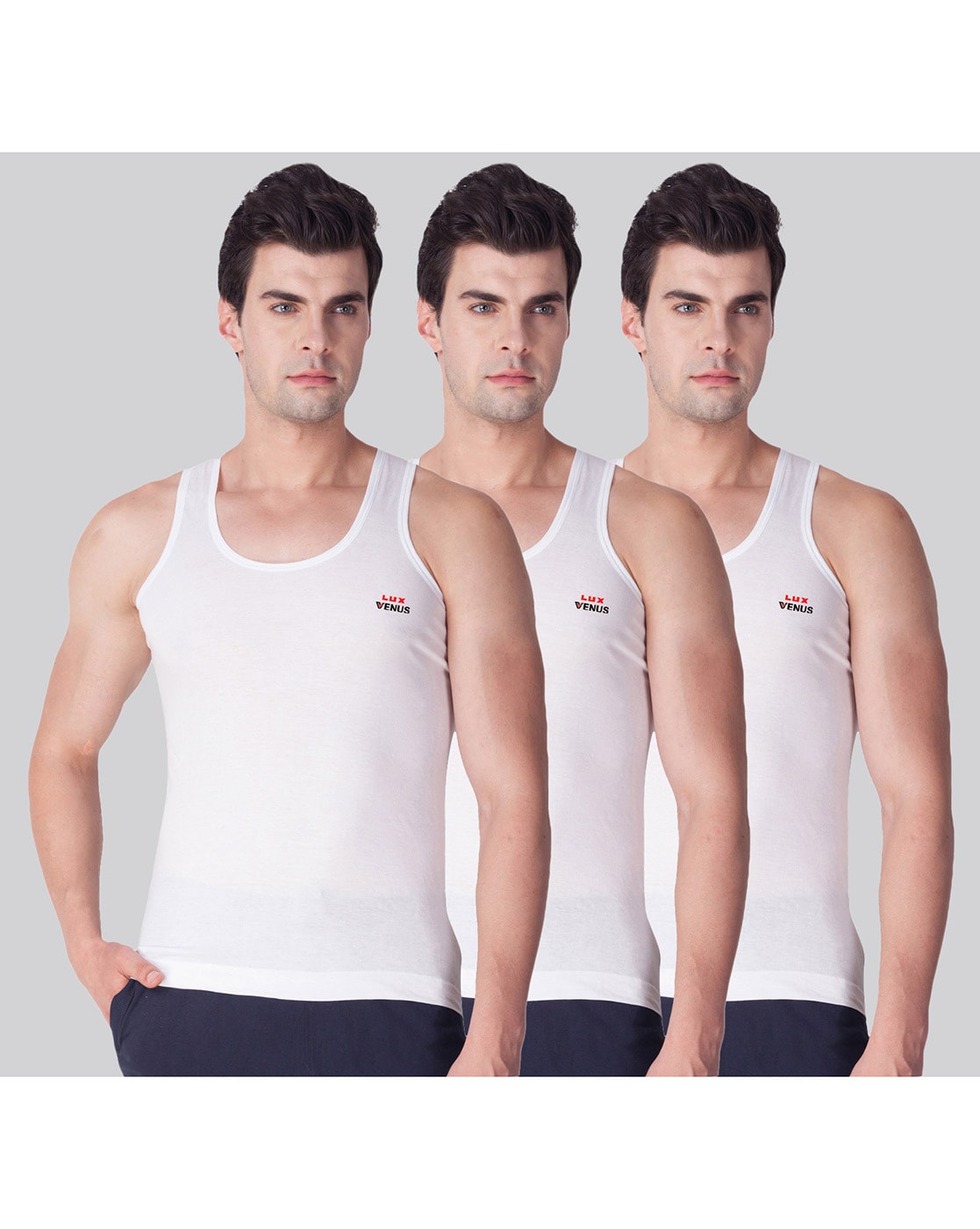 Buy Lux Venus Men's White Solid 100% Cotton Pack of 6 Short Sleeve Vest  Online at Best Prices in India - JioMart.