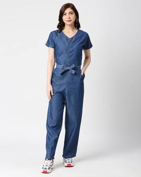 cefalu Button-Down Jumpsuit with Insert Pockets-picture-33