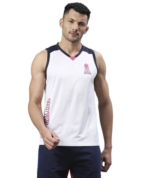 Regular Fit Rajasthan Royals Print V-Neck T-Shirt