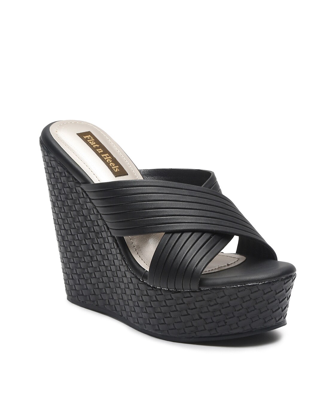 Black flat wedge clearance sandals