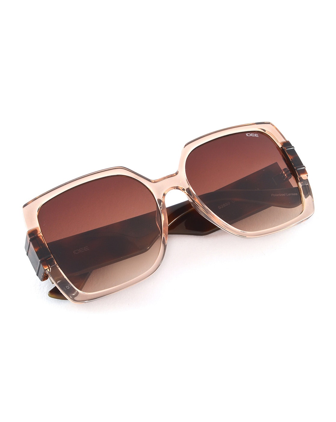 Oversized rectangular sunglasses in dark brown injection