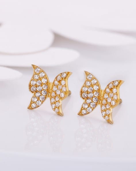 Sterling Silver Gold-Plated Butterfly Stud Earrings