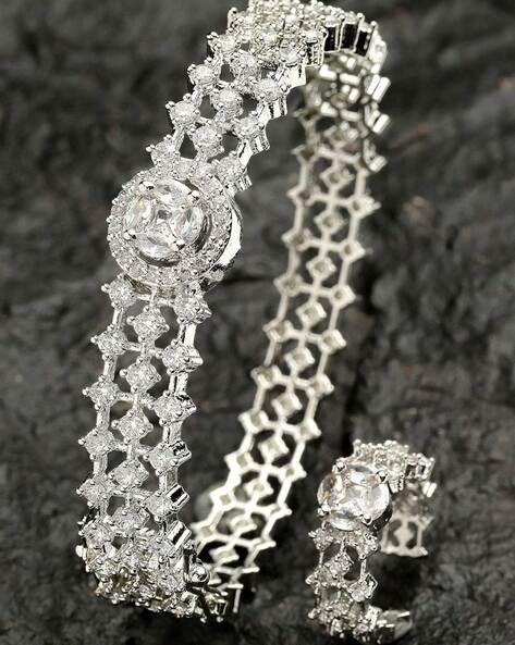 Silver Color American Diamond Bracelet (ADB232SLV)-chantamquoc.vn