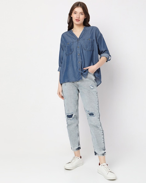 London Denim Short Sleeve - Premium Women's Denim Shirts | Not Monday