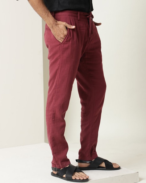 Buy Ted Baker Men Maroon Solid Slim-Fit Pants Online - 748002 | The  Collective