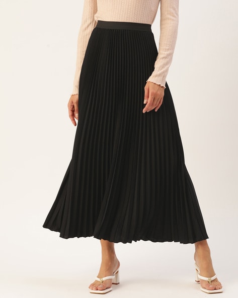 Buy Wisstler Plated Flared Skirt Elasticated Waist | AJIO