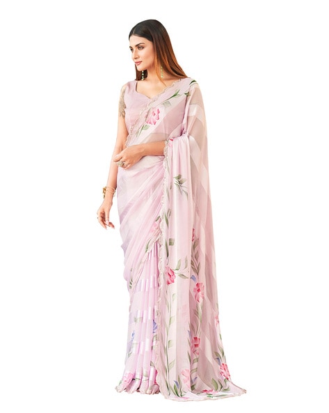 Buy Tikhi Imli Coral Pink Embroidered Net Saree Online at desertcartBotswana