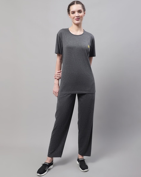 Buy Vimal Jonney Green Printed TShirt With Track Pants  Pack of 2 for  Womens Online  Tata CLiQ