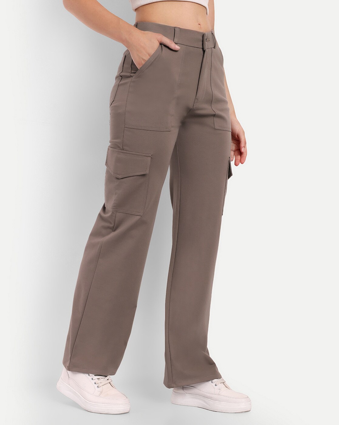 Buy tbase Mens Graphite Solid Cargo Pants for Men Online India