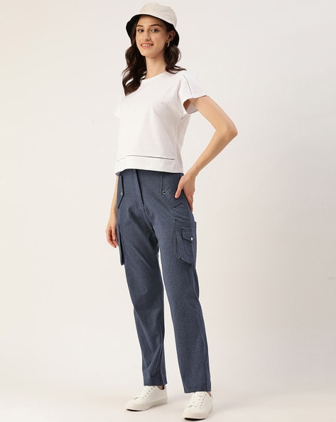 Women 1302 Super Combed Cotton Elastane Stretch Relaxed Fit Trackpants with  Side Pockets