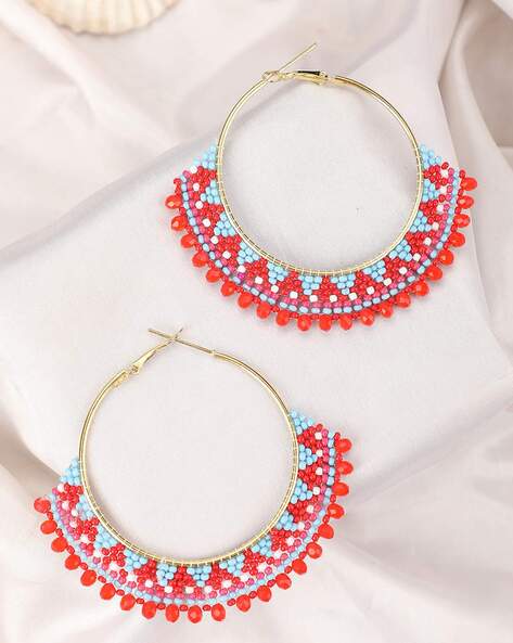 White beaded hoop earrings 1.2