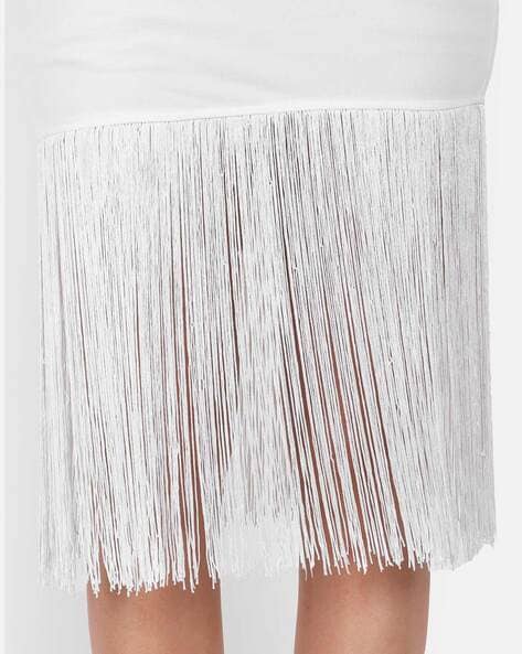 Everyday Chic Boutique Fine in Fringe Dress, White Small / White