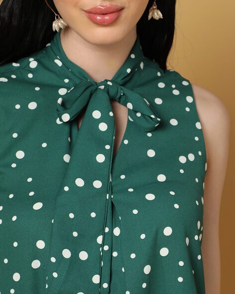 Polka Dot Self-Tie T-Shirt - Women - Ready-to-Wear