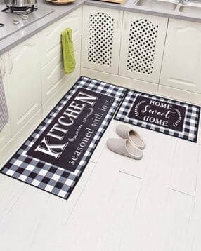 Set of 2 Typographic Print Anti-Skid Mat & Runner-image-8