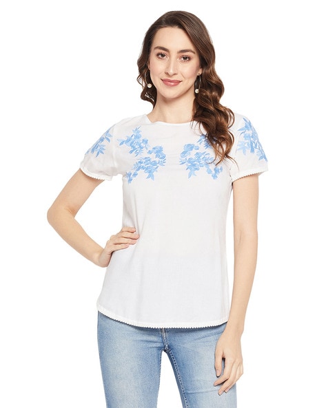 Ruhaans Embroidered Round-Neck Top