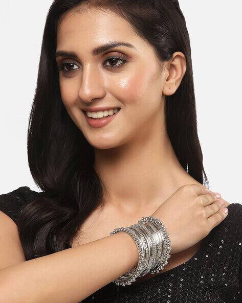 Zeneme Set of 20 Silver-Plated Slip-On Bangles