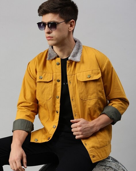 Blue Denim Jacket with Yellow Hoodie Outfits For Men In Their 20s (4 ideas  & outfits) | Lookastic