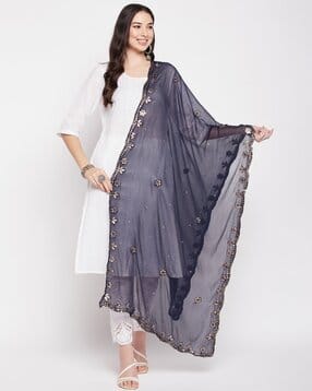clora creation Embroidered Chiffon Dupatta-picture-53