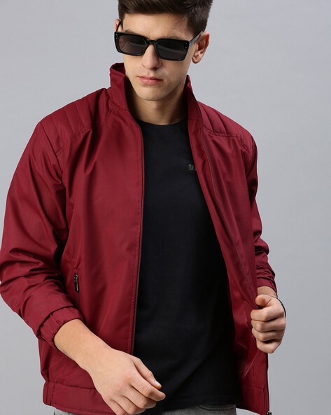 Maroon color hotsell jacket mens