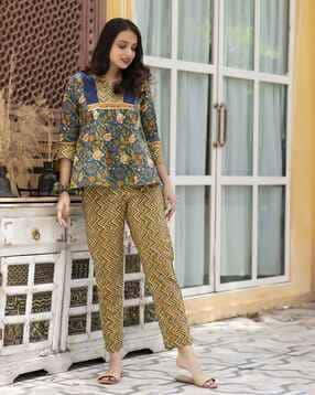 the kapas Floral Print Top & Pants Set-picture-36
