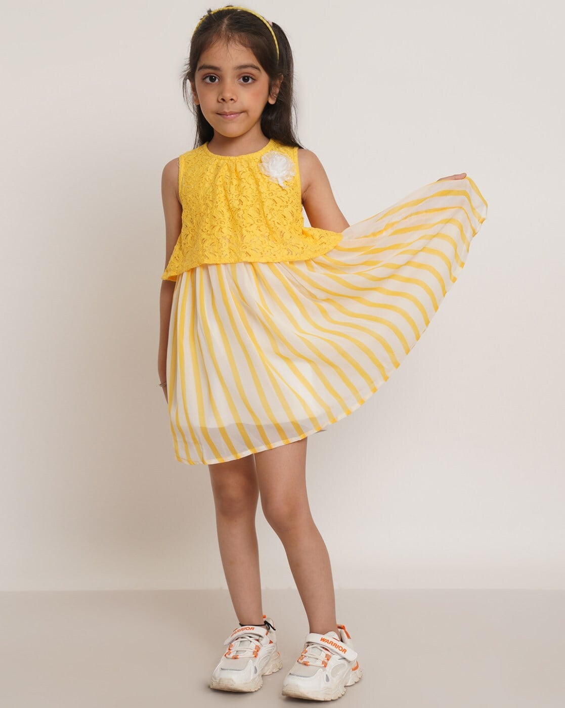 Biba Girls Yellow Cotton Tiered Dress : Amazon.in: Clothing & Accessories