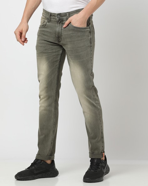 Buy Louis Philippe Jeans Men Olive Green Slim Fit Low-Rise Clean Look  Stretchable Jeans on Myntra | PaisaWapas.com