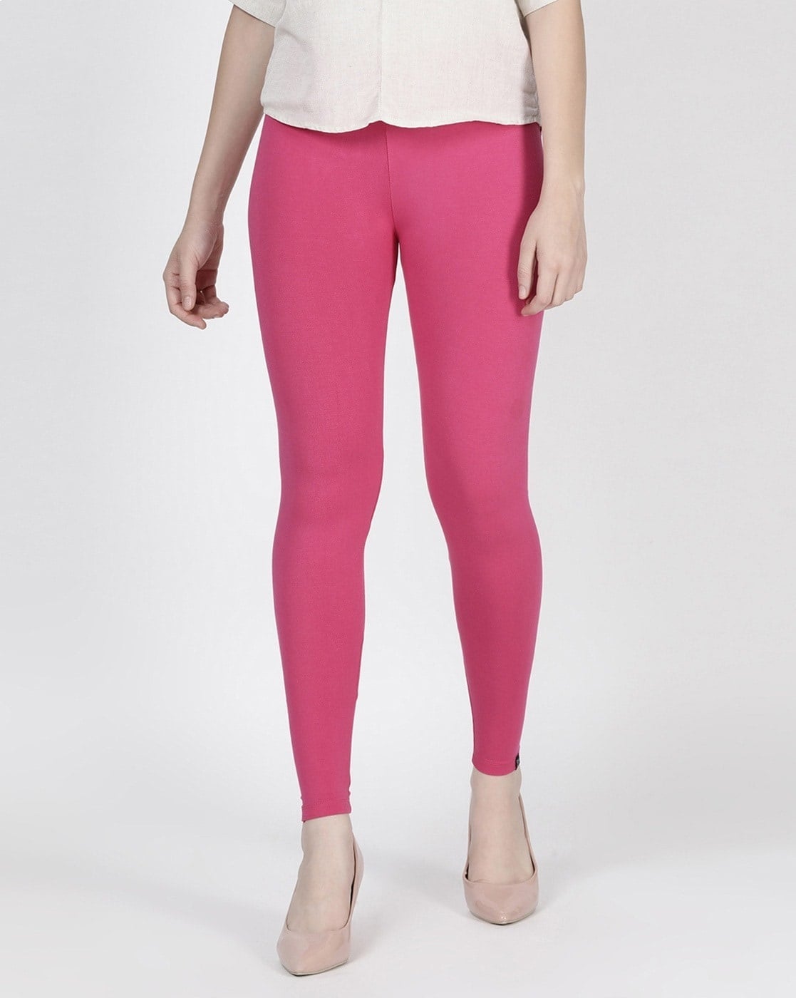 Buy TWIN BIRDS Women Pink Solid Cotton Ankle-Length Leggings Online at Best  Prices in India - JioMart.