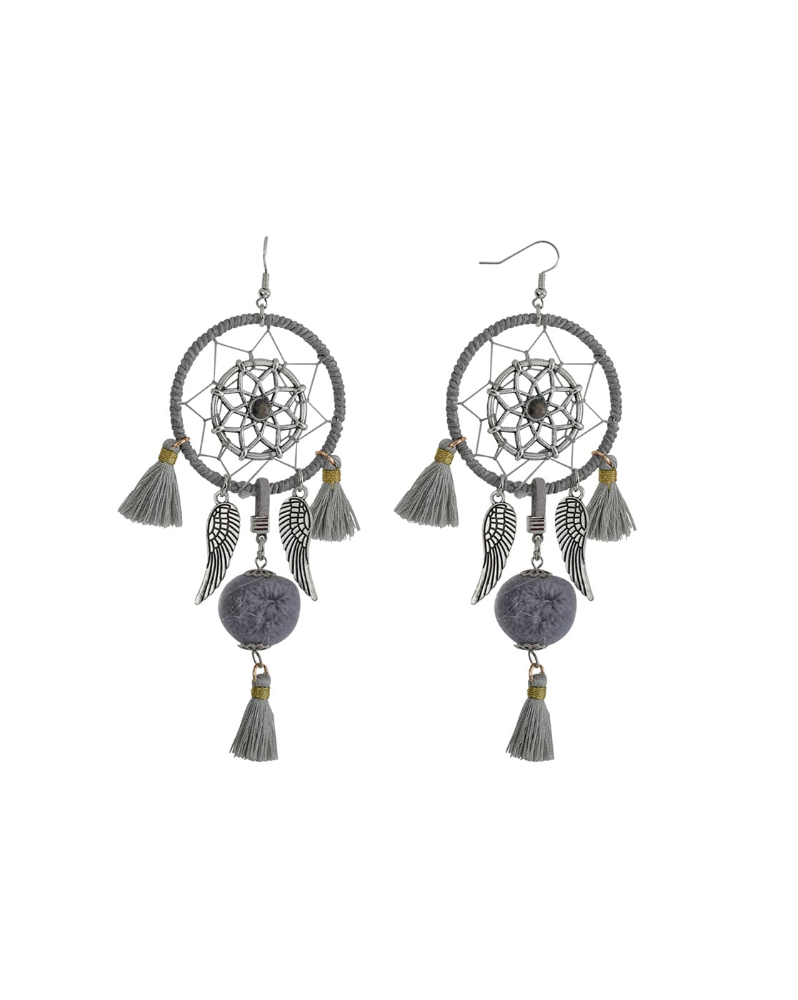 Beaded Pink, White, and Red Dream Catcher Earrings