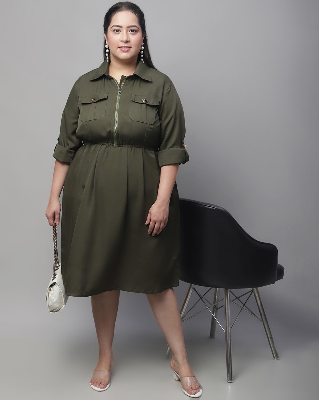 Buy KEEPING IT CASUAL OLIVE GREEN DRESS for Women Online in India