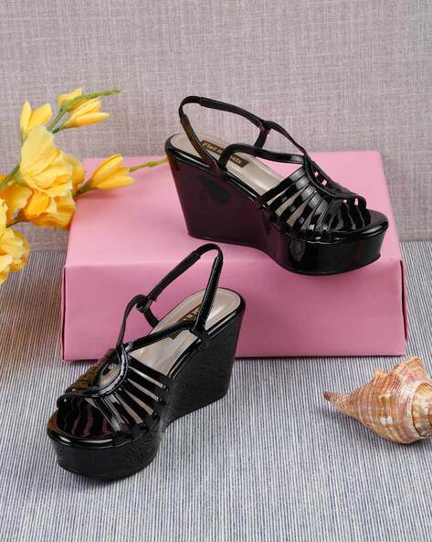 Patent shop leather wedges