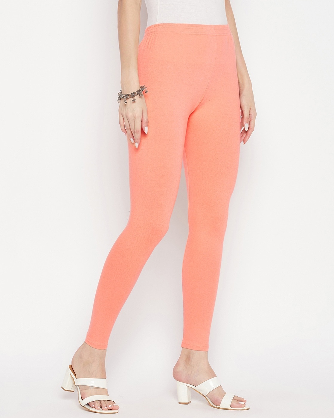 TWIN BIRDS Pink & Peach Plain Cropped Leggings - Pack Of 2