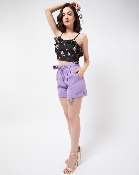 Side-Buttoned Hot Pants with Elasticated Waist